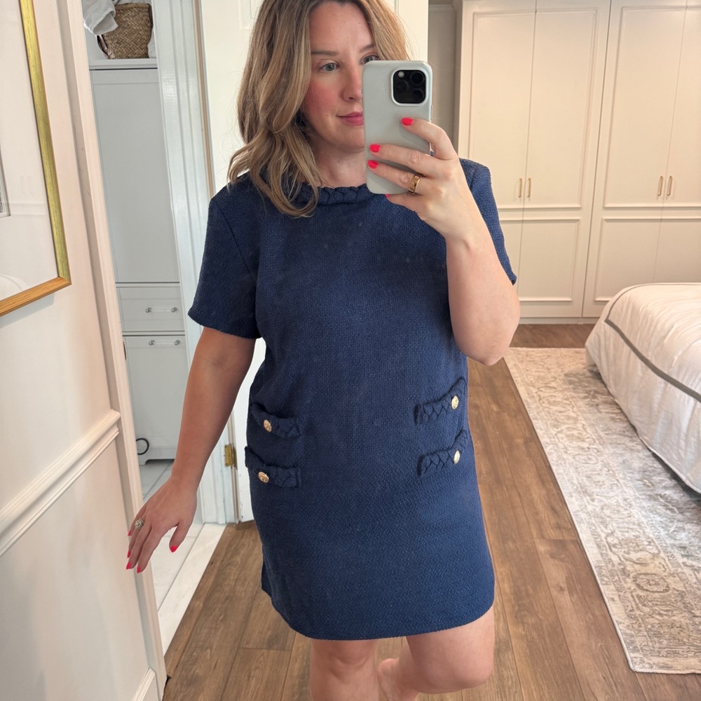 Tweed Lined Workwear Dress Preppy Style